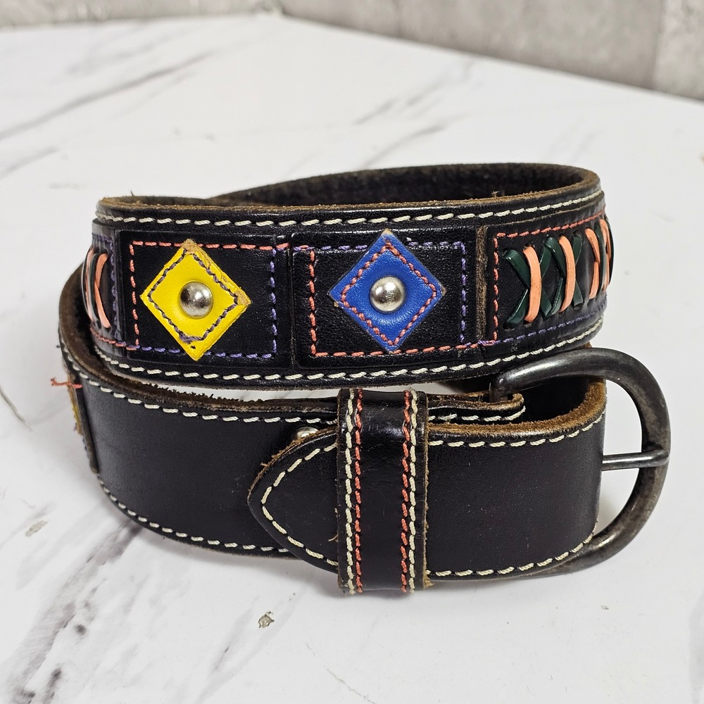 Gap Womens M Leather Belt Western Style Colorful Accents Fashion Belt Boho‎ Belt